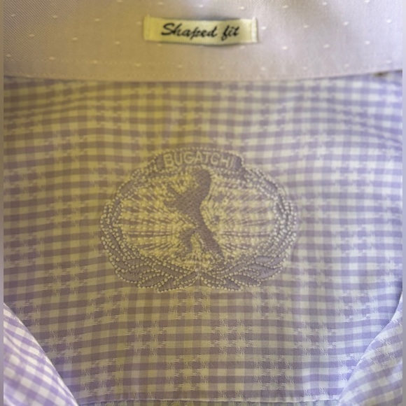 BUGATCHI Shaped Fit Mens Long Sleeve Button Down Dress Shirt. Lilac/White Size L - Picture 3 of 9